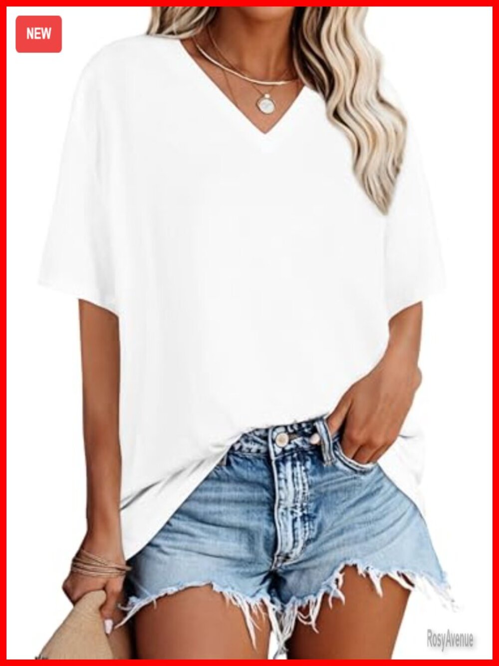 Oversized V Neck Short Sleeve T Shirt Summer Casual Top
